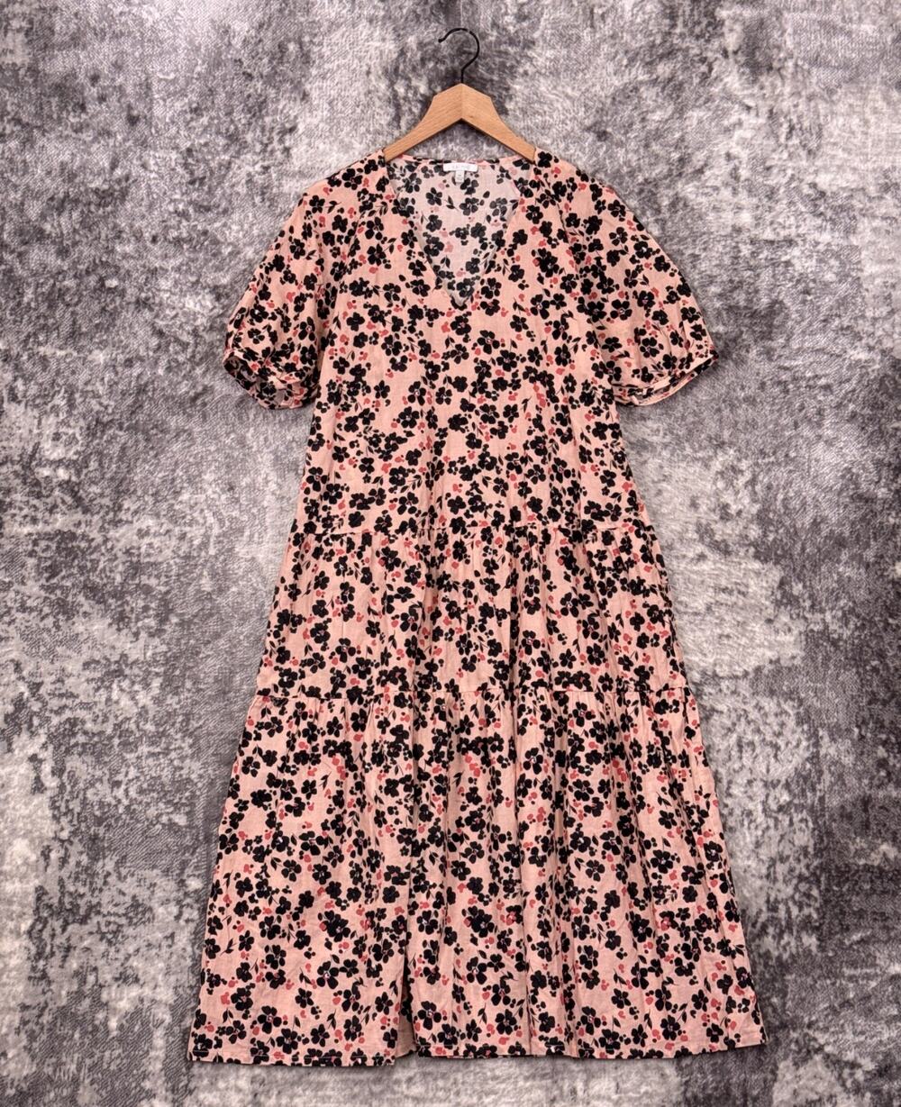 Calme Johnny Was Midi Dress XS Womens Cotton Woven Soft Pink Floral